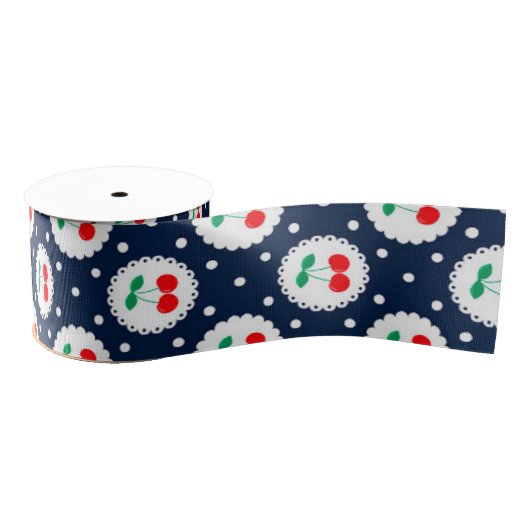 Cherry Dot Pattern - Retro Fruit Gift & Decke Ripsband (Spule)