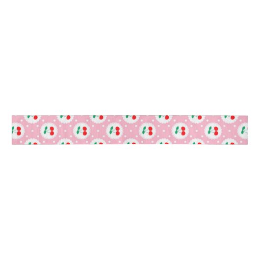 Cherry Dot Pattern - Retro Fruit Gift & Decke Ripsband (Vorderseite)