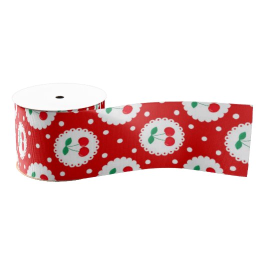 Cherry Dot Pattern - Retro Fruit Gift & Decke Ripsband (Spule)