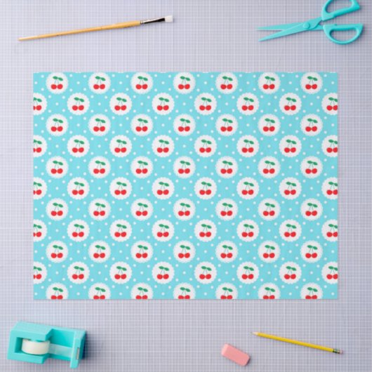 Cherry Dot Pattern - Retro Fruit Gift & Decke Seidenpapier (Basteln)