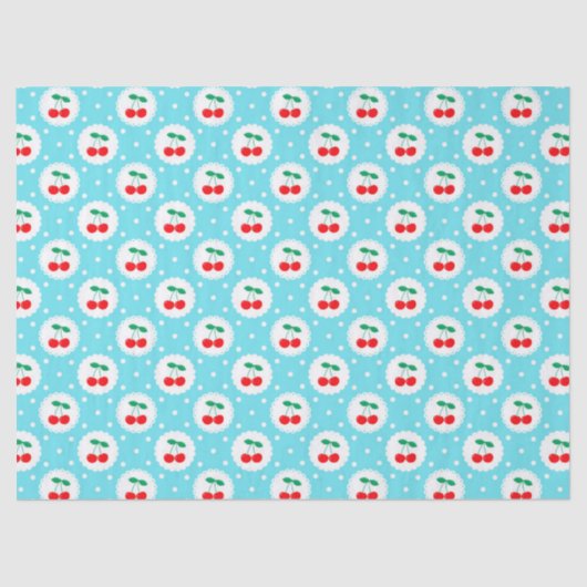 Cherry Dot Pattern - Retro Fruit Gift & Decke Seidenpapier (Vorderseite)