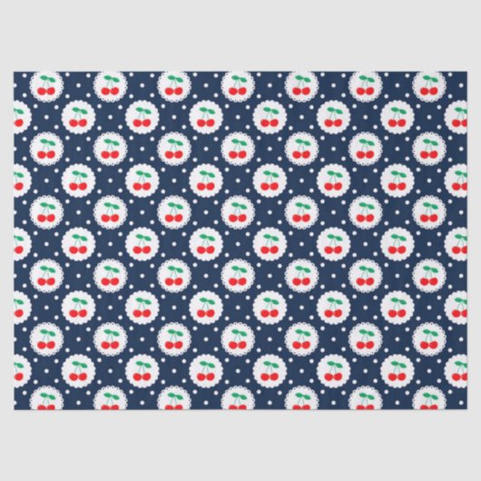 Cherry Dot Pattern - Retro Fruit Gift & Decke Seidenpapier (Vorderseite)