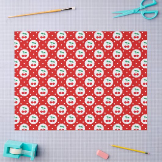 Cherry Dot Pattern - Retro Fruit Gift & Decke Seidenpapier (Basteln)