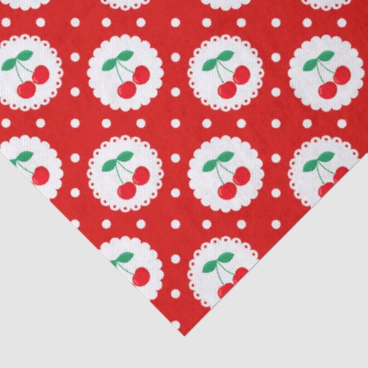 Cherry Dot Pattern - Retro Fruit Gift & Decke Seidenpapier (Detail)