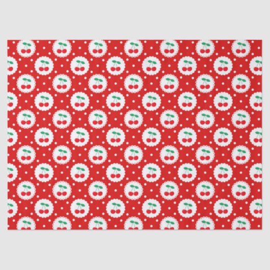 Cherry Dot Pattern - Retro Fruit Gift & Decke Seidenpapier (Vorderseite)