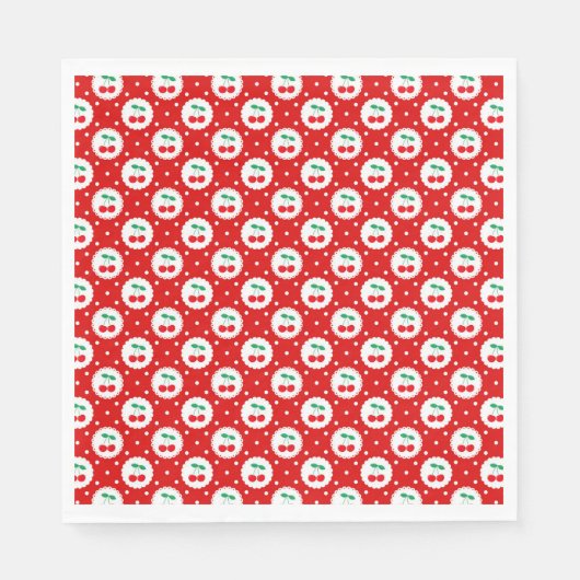 Cherry Dot Pattern - Retro Fruit Gift & Decke Serviette (Vorderseite)