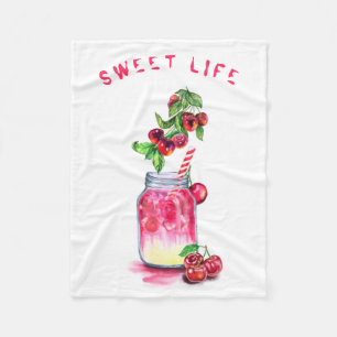 Cherry Drink Frucht Fleece Blanket - Custom Text