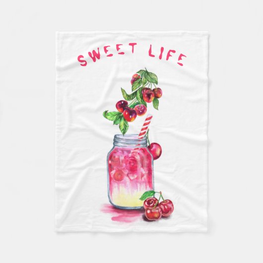Cherry Drink Frucht Fleece Blanket - Custom Text (Vorderseite)
