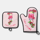Cherry Drink Oven Mitt & Pot Holder Set (Vorderseite)