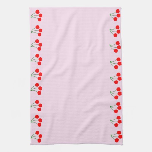 Cherry Edges on Pink Kitchen Handtücher (Vertikal)