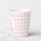 Cherry erster Geburtstag Pink Bow Gingham Pappbecher (Links)