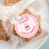 Cherry erster Geburtstag Pink Bow Gingham Sticker