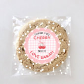 Cherry erster Geburtstag Pink Bow Gingham Sticker