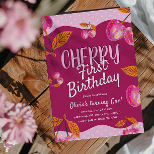 Cherry Erster Geburtstag' Whimsical 1. Geburtstag Einladung