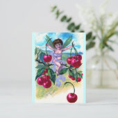 Cherry Fairy Postcard Postkarte (Stehend Vorderseite)
