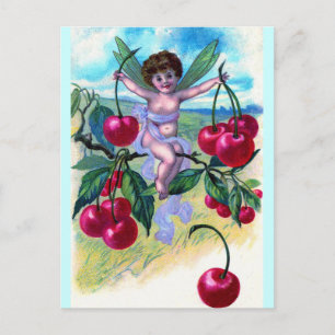 Cherry Fairy Postcard Postkarte