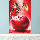 Cherry Fashion Illustration Wall Art Print Leinwanddruck (Insitu (Holzboden))