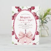 Cherry First 1. Geburtstagsfeier Einladung (Stehend Vorderseite)