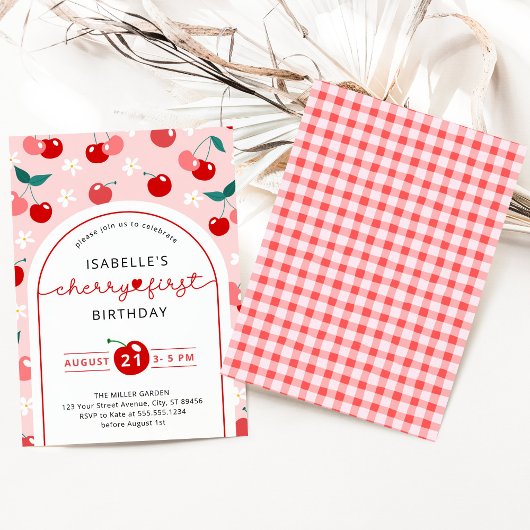 Cherry First Birthday 1. Geburtstag Einladung
