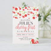 Cherry first birthday ankündigung (Stehend Vorderseite)