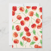 Cherry First Birthday Girl 1. Frucht Bow Geburtsta Einladung (Rückseite)