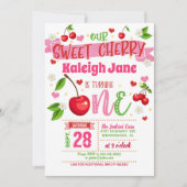 Cherry First Birthday Invitation Einladung (Vorderseite)