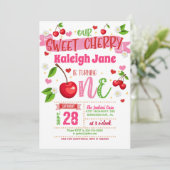 Cherry First Birthday Invitation Einladung (Stehend Vorderseite)