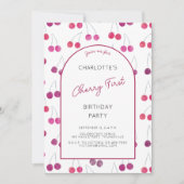 Cherry First Birthday Party Einladung (Vorderseite)