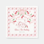 Cherry First Birthday Party Serviette (Vorderseite)