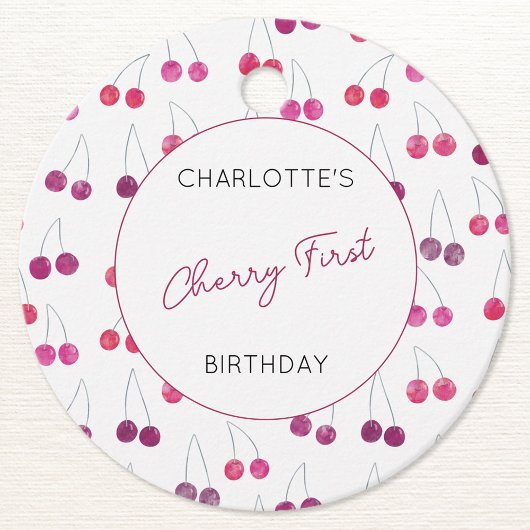 Cherry First Birthday Personalisiert Cherries Geschenkanhänger