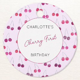 Cherry First Birthday Personalisiert Cherries Pink Geschenkanhänger