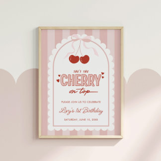 Cherry First Coquette Girls 1. Geburtstag Poster