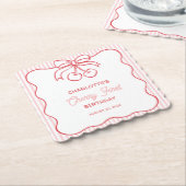 "Cherry First" Geburtstag Pink Stripe Bow Girly Untersetzer (angewinkelt)