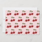 Cherry First Girl Niedlicher Cartoon Sweet 1st Bir Einladung (Rückseite)