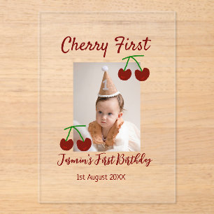Cherry First Happy Geburtstag Foto Kinder modern r Acryleinladungen