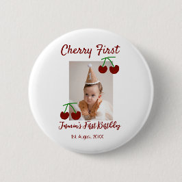 Cherry First Happy Geburtstag Foto Kinder modern r Button