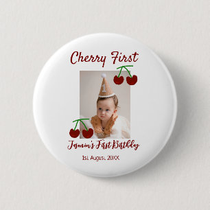 Cherry First Happy Geburtstag Foto Kinder modern r Button