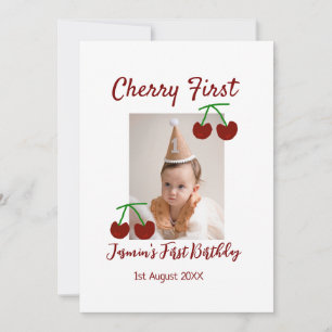 Cherry First Happy Geburtstag Foto Kinder modern r Einladung