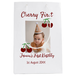 Cherry First Happy Geburtstag Foto Kinder modern r Mittlere Geschenktüte