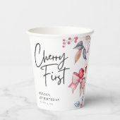 Cherry First Pink Bow Coquette 1. Geburtstag Pappbecher (Rückseite)