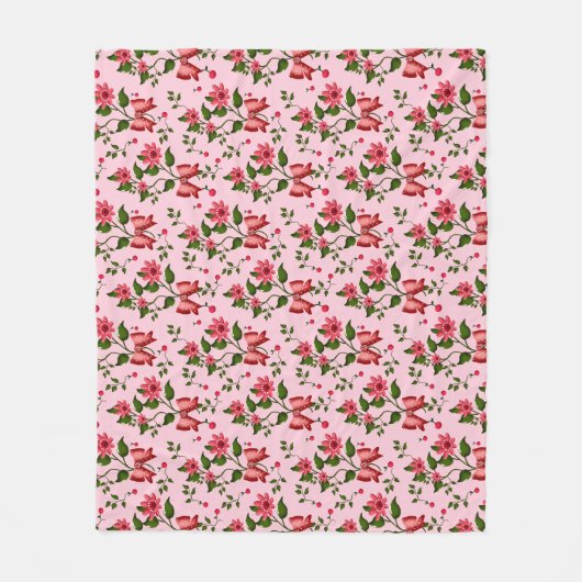 Cherry floral pattern Curtain Fleecedecke (Vorderseite)