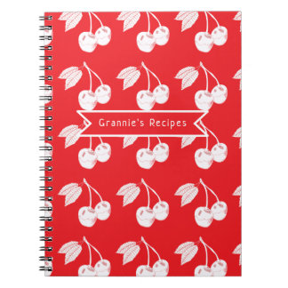 Cherry Frucht Holzschnitt Muster Personalisiert Notizblock