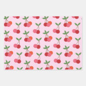 Cherry Frucht Muster in Rosa und Rot Personalisier Geschenkpapier Set (Vorderseite 3)