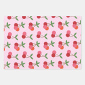 Cherry Frucht Muster in Rosa und Rot Personalisier Geschenkpapier Set (Vorderseite)