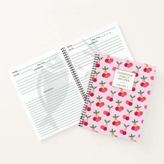 Cherry Frucht Muster Rosa Personalisierte Rezepte Notizblock (Innenseite)