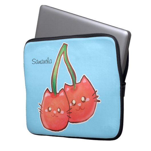 Cherry Fruchtkatzen Laptopschutzhülle (Vorderseite Links)