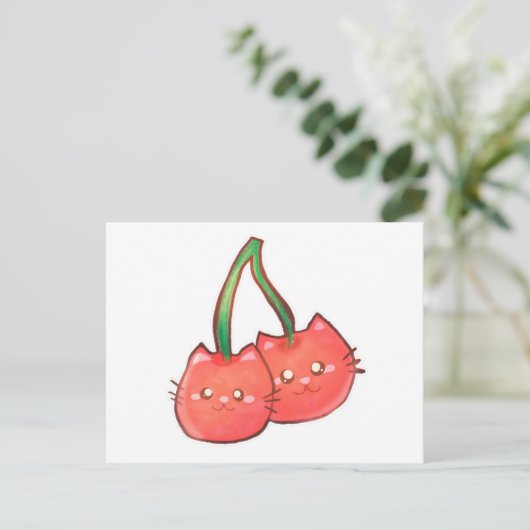 Cherry Fruchtkatzen Postkarte (Stehend Vorderseite)