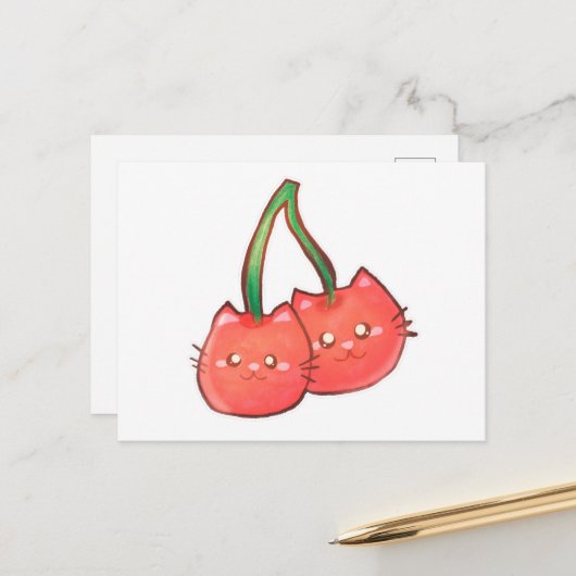 Cherry Fruchtkatzen Postkarte (Vorderseite/Rückseite Beispiel)