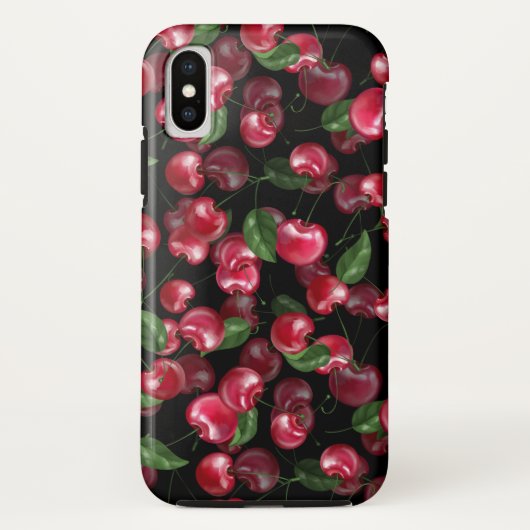 Cherry Fruit auf schwarz Case-Mate iPhone Hülle (Rückseite)