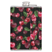 Cherry Fruit auf schwarz Flachmann (Rückseite)